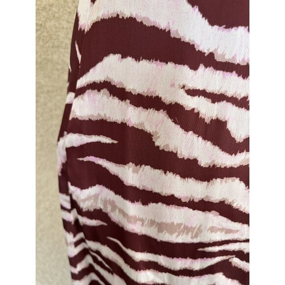Paige Jade Cherrywood Cream Zebra printed halter ruffle hem midi dress Small - Picture 14 of 15